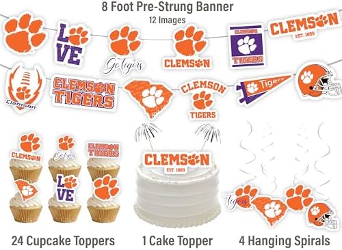 Clemson Party Decor Graduation Decorations Tigers Birthday Supplies 42 Pc - Image 3