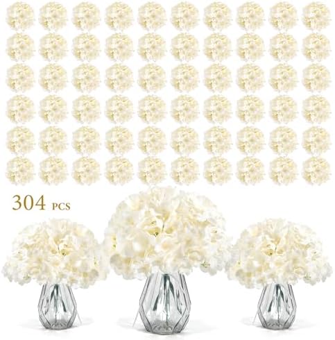 Auihiay 304Pcs Hydrangea Artificial Flowers Bulk, Silk Hydrangeas Flowers by Auihiay