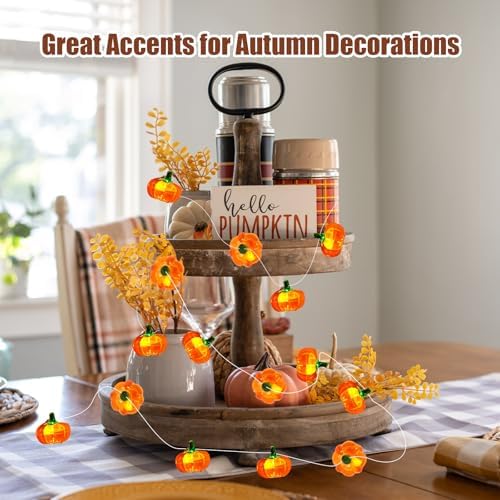 Pumpkin String Lights 10Ft 30 LEDs Halloween Decorations Battery Operated Orange Lights for Halloween Party Indoor Fall Decor Thanksgiving Decorations - Image 4