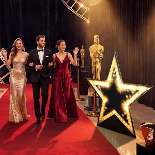 Leinuosen 4ft Star Starry Night Party Decorations Under the Stars Cardboard Cutout Stand-up Movie Night Awards Theme Prom Homecoming Wedding Party Backdrop Photo Prop Stand up Decor - Image 3
