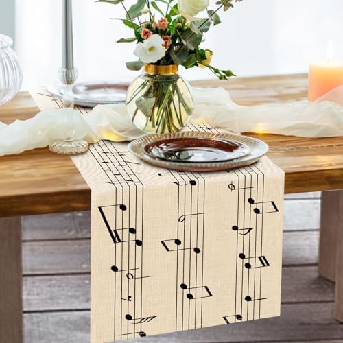 Vintage Music Sheets Dining Table Runner, Retro Musical Notes Staff - Image 6