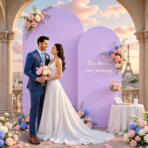 Pink Purple Arch Backdrop Cover for Wedding, 7.2FT 6FT Set of 2 Stretchy Spandex Fitted Arch Stand Cover for Baby Shower, Birthday Party Decor, Chiara Backdrop Cover with Double-Sided Design - Image 5