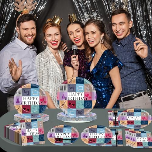 96Pcs Music star Party Plates and Napkins for Popular Birthday Table Supplies Singer Themed Paper Dessert Plates Music Fan Tableware Set for Kids Boys 24 Guests Birthday Party Decorations - Image 4