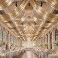 50ftx40ft Champagne Gold Ceiling Curtain for Wedding Parties by PartyVillage
