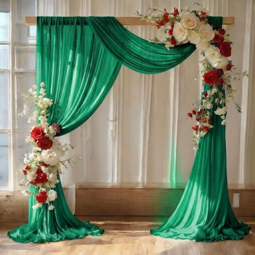Pack of 1 Wedding Arch Drape Panel Fabric 30" x 50ft - Emerald Green by MDS