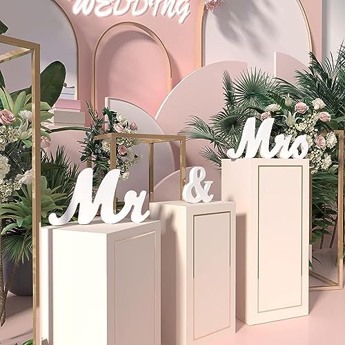 VIOPVERY Wooden Mr & Mrs Wedding Sign with Just Married Banner,White - Image 5
