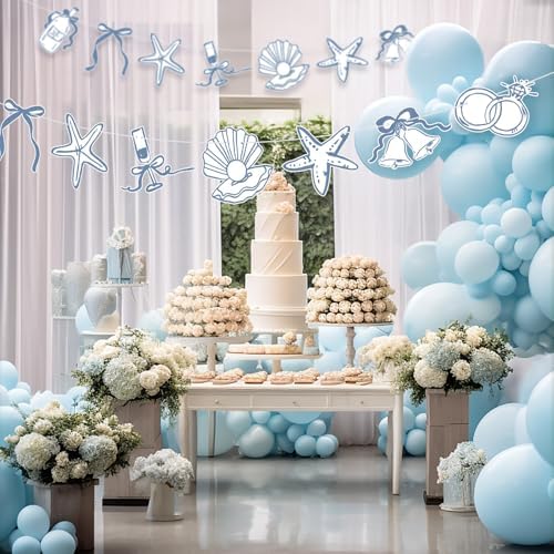 Oudain 2 Pack Seashells and Wedding Bells Garland Last Toast Coast Banner - Image 5