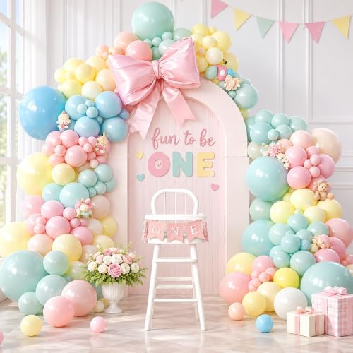 Pastel Balloon Garland Arch Kit Baby Pink Yellow Green Blue Balloons by Froova