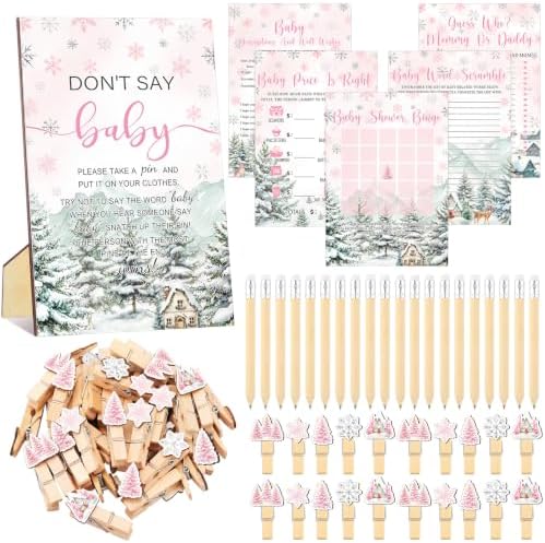 Patelai 321 Pcs Baby Shower Games Supplies, Pink by Patelai