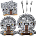 CHUNNIN 96PCS Medieval Plates Napkin Halloween Castle Party Decorations Castle Knight Birthday Dessert Plates Medieval Themed Tableware Set for 24 Guests Kids Birthday Baby Shower Party Supplies by CHUNNIN