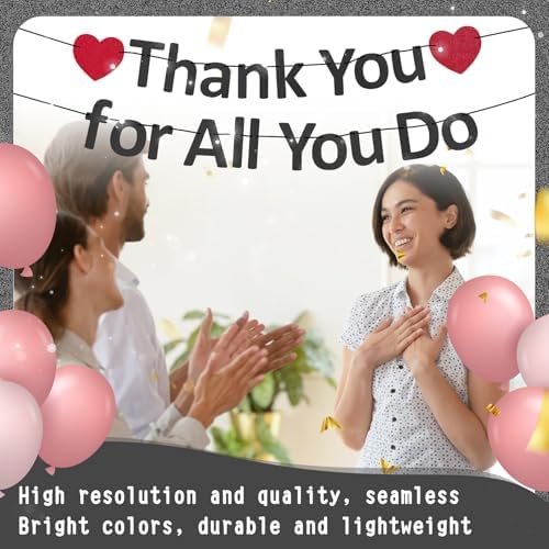 Thank You Banner Staff Appreciation Banner for Employee Appreciation Decorations Teacher Thanks Volunteer Events Office School Organization Thank You Parties (Black) - Image 5