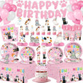 206pcs Pink Cat Birthday Decorations Plates Tableware Serves 24, Cat Party SuppliesPlates Napkins Cups Set Banner Balloons Tableware Cake Topper for Cat Girl Party Supplies by Kinovo