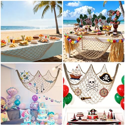 10x5 Feet Fish Net Decorations for Party, Brown Fishing Net Halloween Decor - Image 3