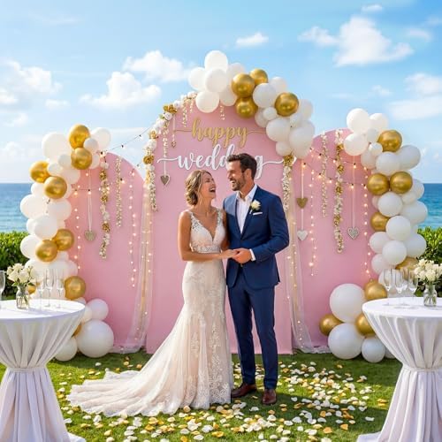 Toolterritary Set of 3 Metal Arch Backdrop Stand with Cover Set, (7.2FT, 6.6FT, 6FT Wedding Arch and Cover Set), Backdrop Arch for Party, Baby Shower, Birthday, and Graduation Ceremony - Image 2