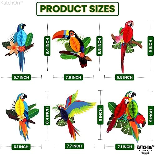 Large Tropical Birds Honeycomb Cutouts - 9x7.7 Inch, Rainforest Decorations - Image 2