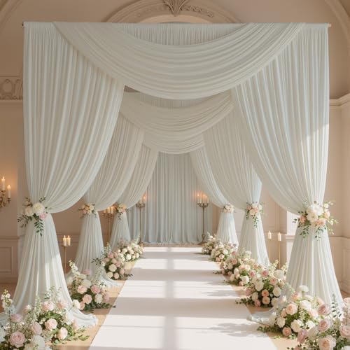 30ftx10ft Wrinkle Free Ivory Backdrop Curtains for Parties, 6 Panels 5x10ft Silky Polyester Photo Backdrop Drapes Back Drop Cloth Drapry for Wedding Birthday Photography Background - Image 7