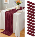 12 Pcs Burgundy Christmas Cheesecloth Table Runner 10Ft, Gauze Table Runners 21.5 x 120 inch,Semi Sheer Cheese Cloth Fabric Runner Bulk for Wedding,Party,Baby Shower,Bridal Shower by Yemosa