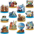 Wesiti 12 Pcs Travel Table Decorations Wooden Travel Tabletop Centerpiece Adventure Awaits Party Decor Around the World Table Toppers for Let the Adventure Begin Going Away Party Supplies by Wesiti