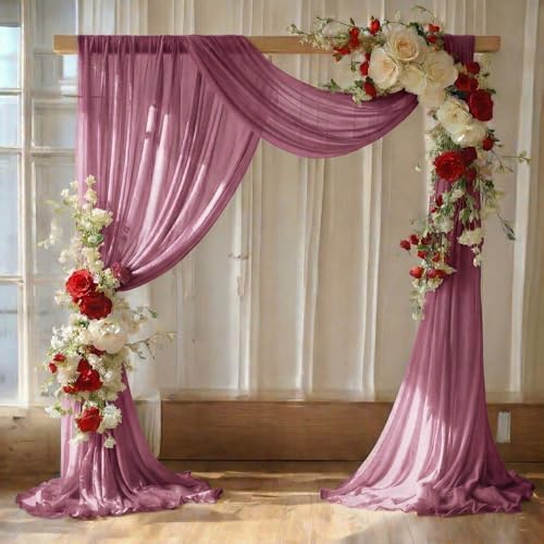 Pack of 2 Wedding Arch Drape Panel Fabric 30" x 50ft - Mauva by MDS