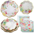 Kate Aspen Garden Blooms 62pc Paper Plates Napkins, 16pcs 7 inch & 16pcs 9 inch Heavy Duty Disposable Party Plates, 30pcs 6.5 inch Durable Paper Napkins for Bridal Shower, Baby Shower, Wedding Party by KateAspen