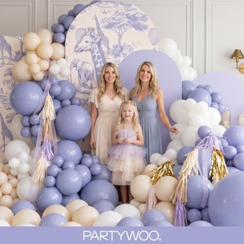 PartyWoo Dusty Blue Balloons 140pcs Boho Dusty Purple Muted Lavender Color - Image 5