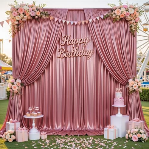 10x10ft Thick Rose Gold Glitter Backdrop Curtain Panels for Parties, Wrinkle Free Sequin Sparking Photo Backdrop Drapes, 2 Panels 5x10ft Shimmer Back Drop Cloth for Wedding Birthday Photography by Outpain