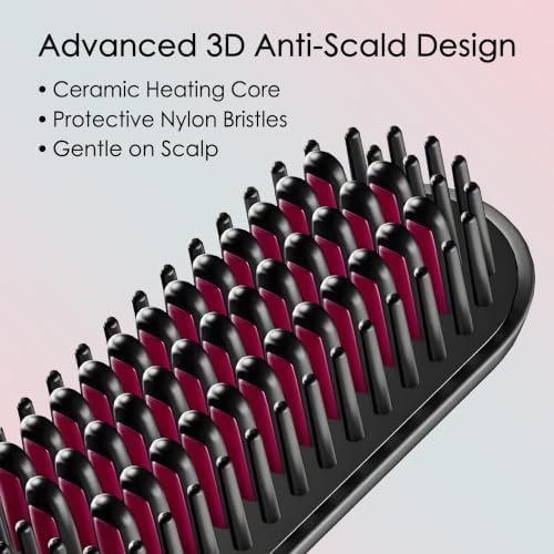 Go Brush Pro 2026 Upgraded Cordless Hair Straightener Brush, Ionic Anti-Frizz, MCH Fast Heating, Anti-Scald, 3 Heat Levels, 4000mAh Type-C Fast Charging, Portable Travel Styling Tool for Women - Image 5