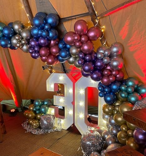 Disco Balloons Garland Arch Kit - 22 18 12 10 5 inch Metallic Purple Blue Hot Pink Green Silver Chrome Disco Balloon with for Birthday Sing Themed 70S 80S 90S Bachelorette Party Decorations - Image 3