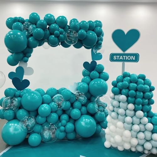 Voircoloria 130pcs Peacock Blue Balloons Garland Arch Kit, 18 12 10 5 Inch - Image 5