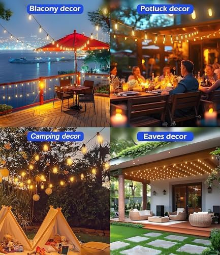Tenmiro 100FT LED Outdoor String Lights with Remote, 35+ 1 Shatterproof Bulbs Waterproof and Dimmable Patio Lights for Porch, Garden, Backyard, Deck, Balcony, Hanging Lighting Decor - Image 7