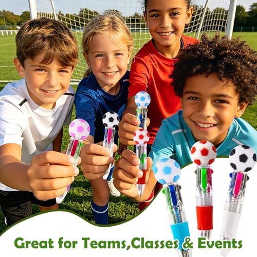24Pcs Soccer Mini Multicolor Pens in One 4-in-1, Cute Pens Bulk for Party Favors and Birthdays, Ballpoint Pen Back To School Gifts Classroom Student Prizes - Image 6