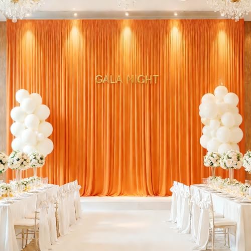 10x10ft Orange Backdrop Curtain Panels for Parties - Wrinkle Free Polyester Photo Curtain Backdrop Wedding Back Drop Fabric Drapes for Party Decorations Background for Photography - Image 2