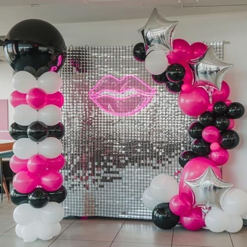 Pink Black Balloons, 50 Pcs Hot Pink for Girls Women Birthday Party Decor - Image 5