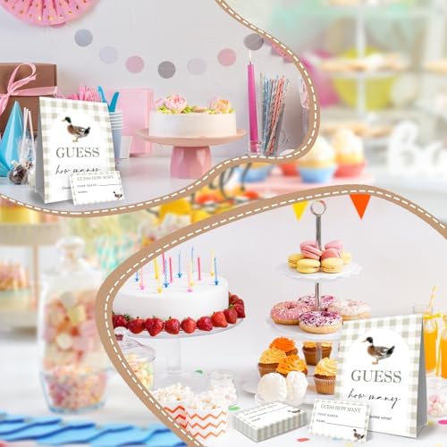 Mallard Duck Baby Shower Decorations,Duck Guess How Many Baby Shower Game,One Lucky Duck Birthday Party Decorations Game & Activities 50 Cards and Sign - Image 5