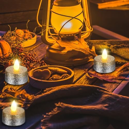 Retisee 48 Pack Flameless LED Candles Glitter Decor,Gold,Silver,1.65 Inch - Image 5