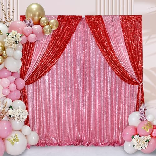 Blush Pink Sequin Backdrop Glitter Backdrop Curtains 10ft x 10ft Glitter Background for Party Baby Shower Wedding Decorations - Image 4
