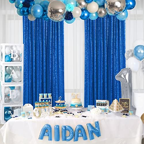 Navy Blue Sequin Backdrop Curtains,2 Panels 4FTx8FT Blue Curtain Backdrop Glitter Party Decorations Background Drapes for Wedding Birthday Anniversary Graduation Photo Booth Decor - Image 6