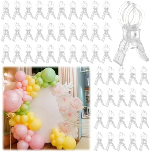 LemonRoad 50 Pack Large Balloon Arch Clips Spring Clamp for Backdrop, Clear by Unknown