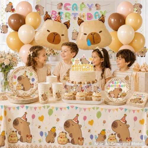 362pcs Xynic Capybara Birthday Decorations Tableware Set, 50 Serves - Image 7