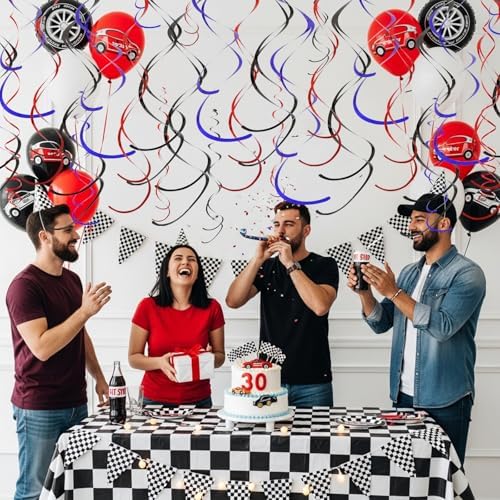 BEISHIDA 24Pcs Red Blue Black Hanging Swirls Spider Theme Birthday Supplies - Image 5