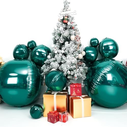 50 Inch Metallic Dark Green Round Foil Balloons 3pcs Large 4D Ball Balloons - Image 5
