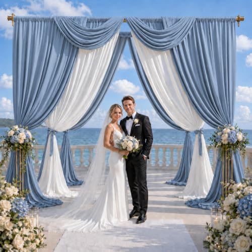 20x10 FT Dusty Blue Backdrop Curtains for Weddings, Parties and Photo Booth - Image 2