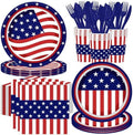 194 Pcs 4th of July Paper Plates and Napkins Party Supplies by EUVBOKW