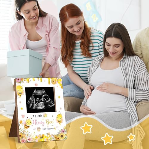 Bee Baby Shower Decorations Frame, Bee Pattern Sonogram Picture Frame, New Mom Expecting Parents-to-Be Keepsake Gifts, Bumble Bee Baby Shower Decorations, Pregnancy Announcements, 4.5 * 5.3 IN Photo - Image 6