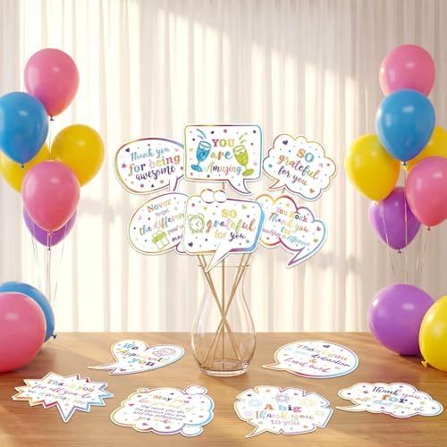 24pcs Customer Service Week Appreciation Decor Photo Prop, Colorful Glitter - Image 6