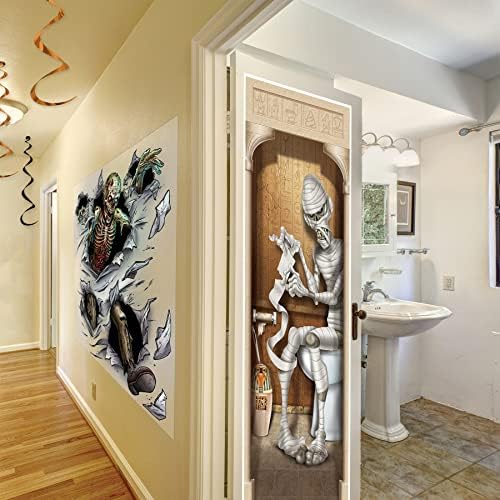 Beistle 2-Pack Mummy Restroom Door Covers, Spooky Halloween Bathroom Decorations, All-Weather Plastic for Haunted House and Trick-or-Treat, 5’ x 30” - Image 5