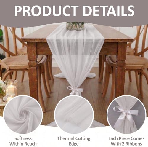 Pack of 15 Chiffon Table Runners 29 x 120 Inch, 10FT Long - Ivory - Image 5