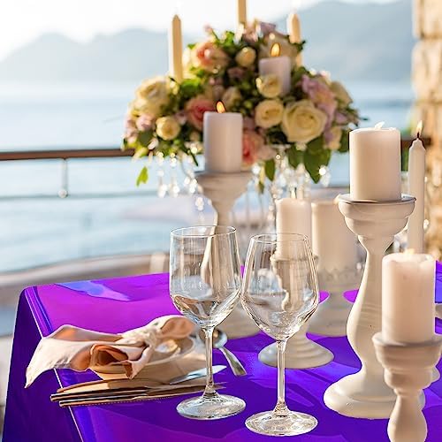 FunnyPars 8 Pack Iridescent Purple Plastic Tablecloths, Shiny Disposable Laser Rectangle Table Covers, Foil Tablecloth Iridescent Party Decorations for Kpop Birthday Bridal Wedding Decor, 54x108 Inch - Image 5