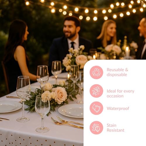Prestee Rose Gold Plastic Rectangle Tablecloths Pack of 12-54" x 108" Disposable Table Cloths for Parties, Heavy-Duty Waterproof and Stain-Resistant Tablecloth for Thanksgiving, Weddings, Holidays - Image 5