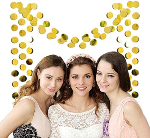 6 Pcs Glitter Gold Paper Circle Dots Garland (52 Feet) - Hanging Decorations for Birthday, Bachelorette, Engagement, Bridal Shower, Wedding, Baby Shower & Christmas - Image 3